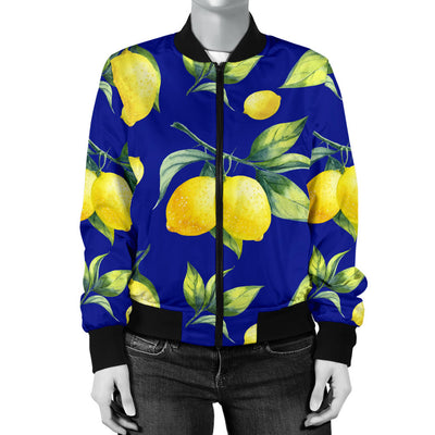 Lemon Pattern Print Design LM06 Women Bomber Jacket