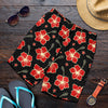 Red Hibiscus Pattern Print Design HB021 Mens Shorts