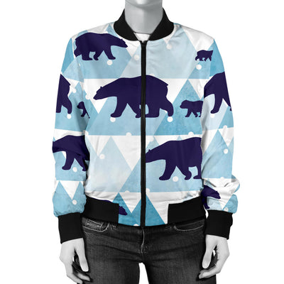 Bear Pattern Print Design BE01 Women Bomber Jacket