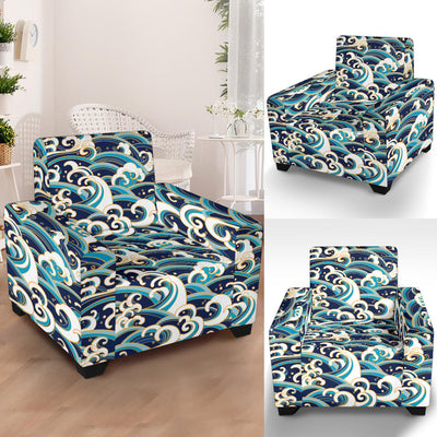 Surf Wave Pattern Armchair Slipcover