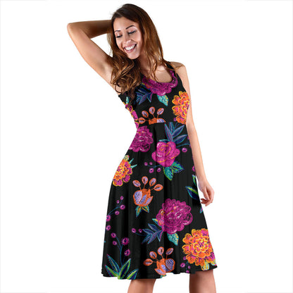 Marigold Pattern Print Design MR02 Midi Dress