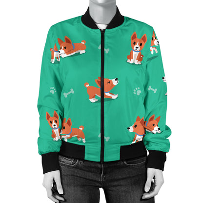 Basenji Pattern Print Design 02 Women's Bomber Jacket