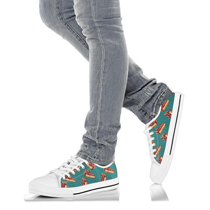 Cheesecake Cherry Pattern Print Design CK03 White Bottom Low Top Shoes