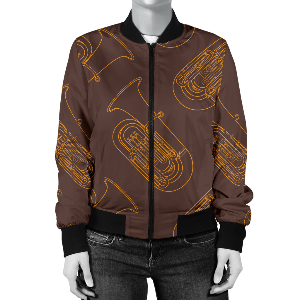 Tuba Pattern Print Design 02 Women's Bomber Jacket
