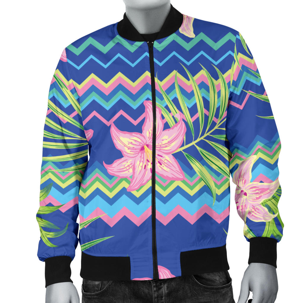 Lily Pattern Print Design LY015 Men Bomber Jacket