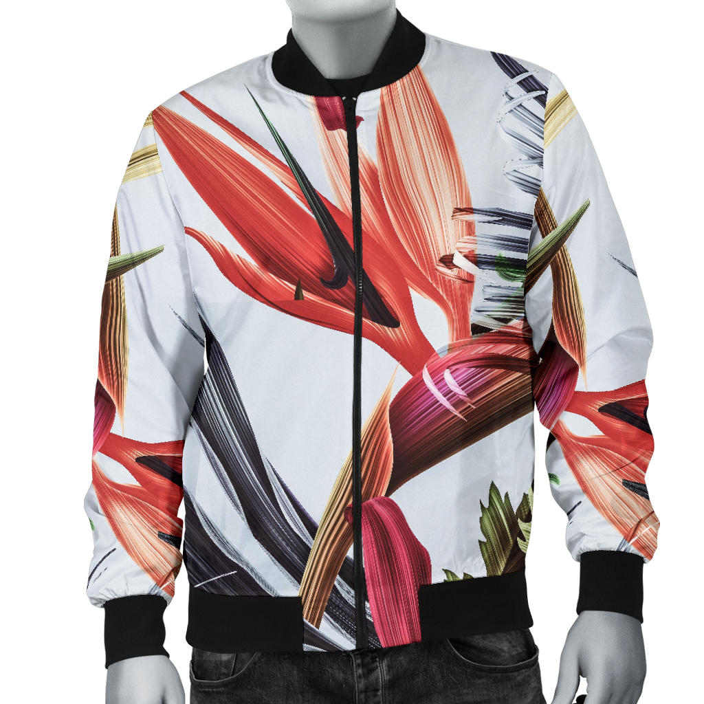 Tropical Flower Pattern Print Design TF021 Men Bomber Jacket