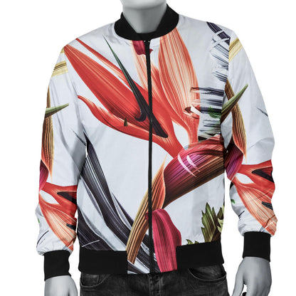 Tropical Flower Pattern Print Design TF021 Men Bomber Jacket