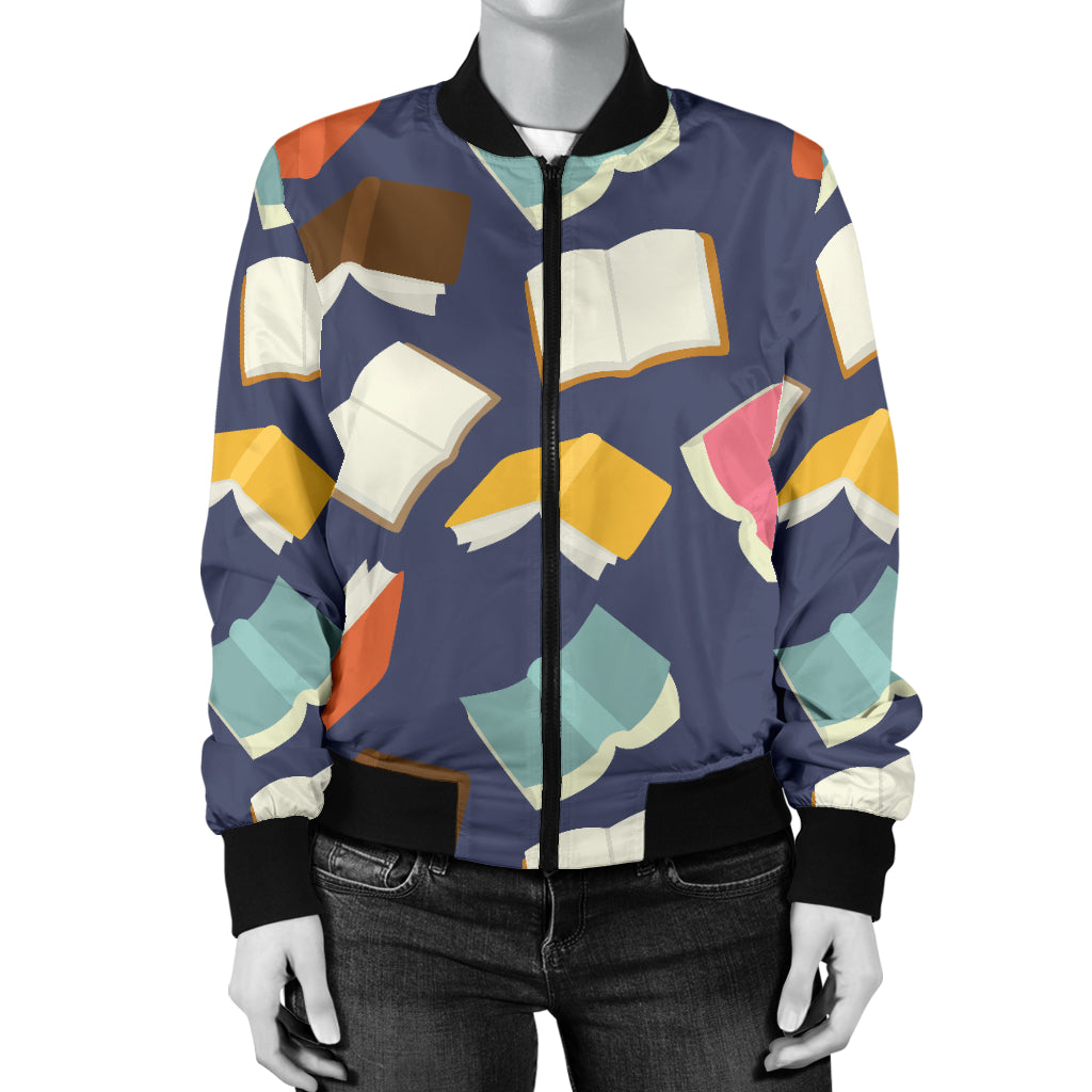 Book Pattern Print Design 01 Women's Bomber Jacket