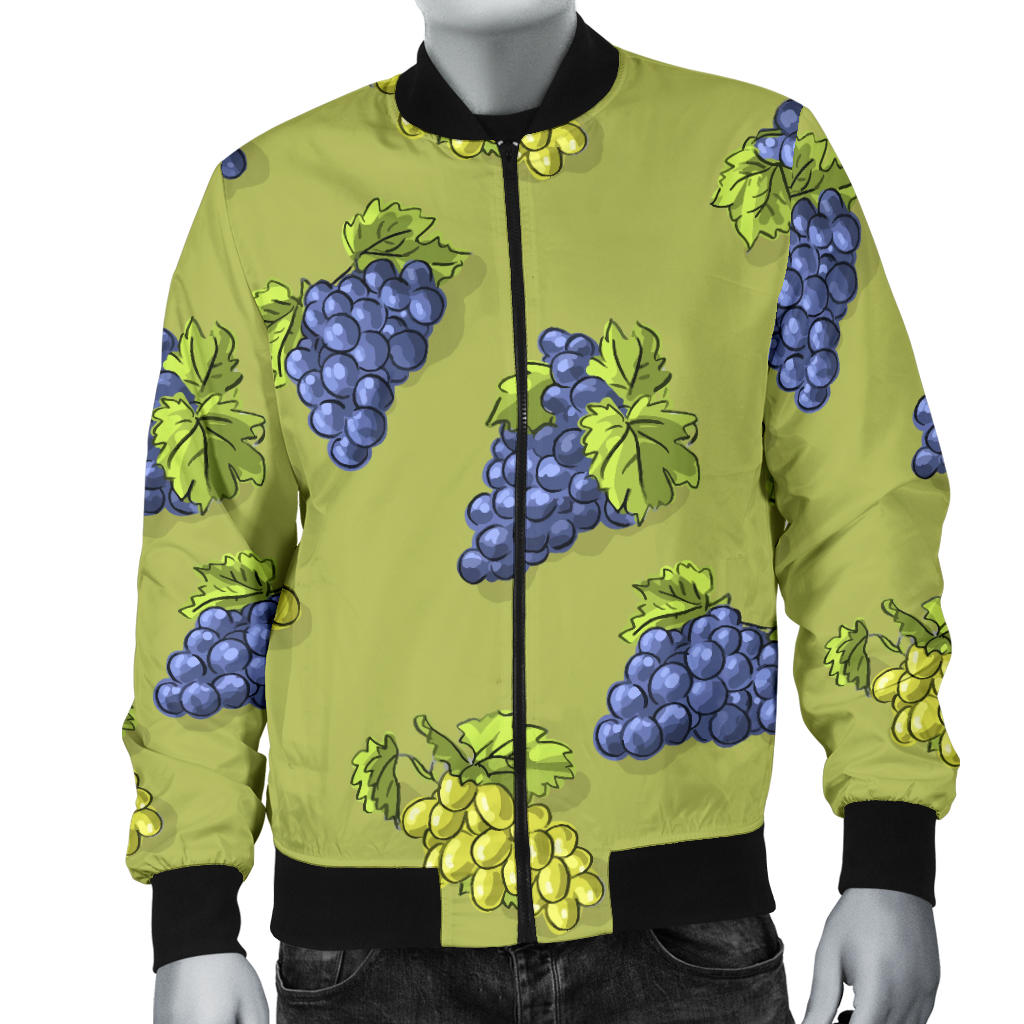Grape Pattern Print Design GP08 Men Bomber Jacket