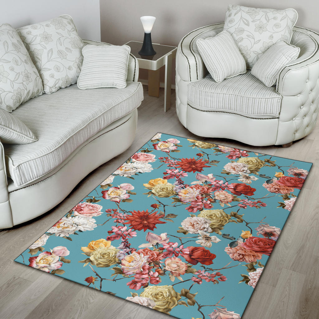 Summer Floral Pattern Print Design SF05 Area Rugs