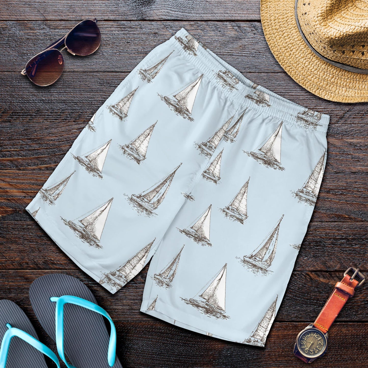 Sailing Ships Pattern Print Design A01 Mens Shorts