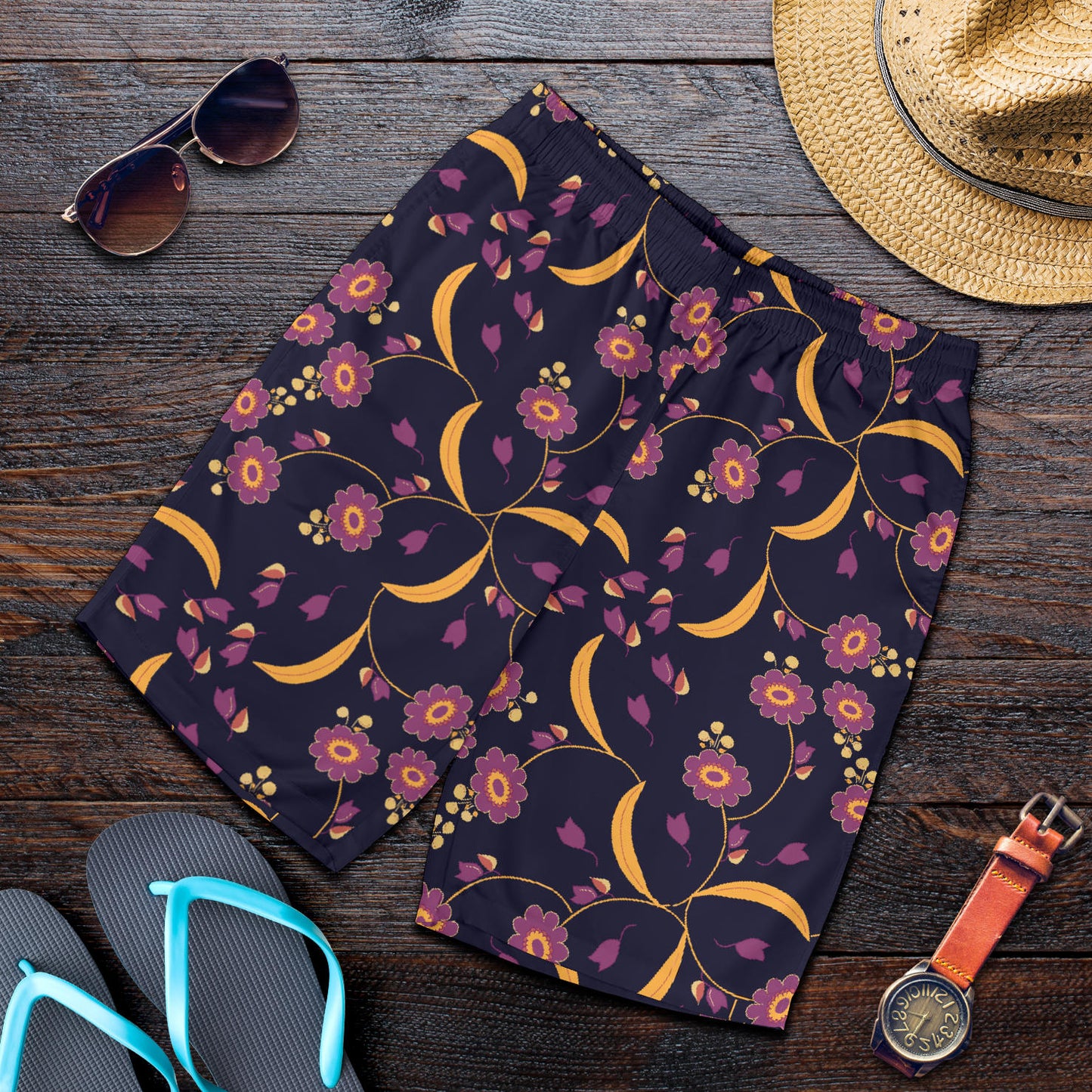 Anemone Pattern Print Design AM012 Mens Shorts