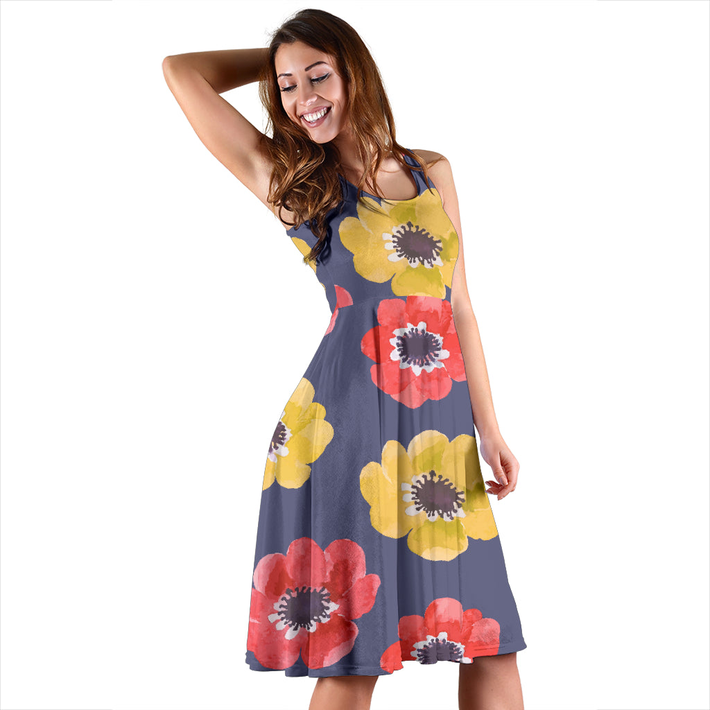 Anemone Pattern Print Design AM010 Midi Dress