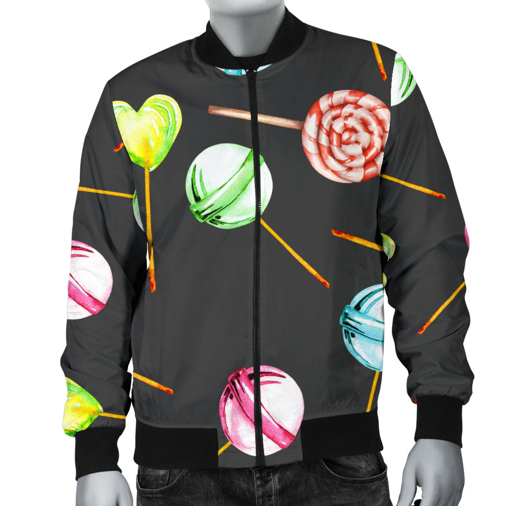 Lollipop Pattern Print Design LL02 Men Bomber Jacket