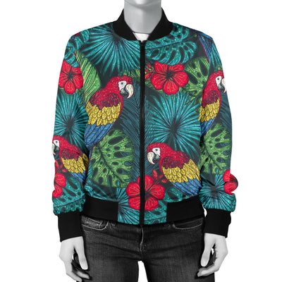 Parrot Pattern Print Design A05 Women's Bomber Jacket