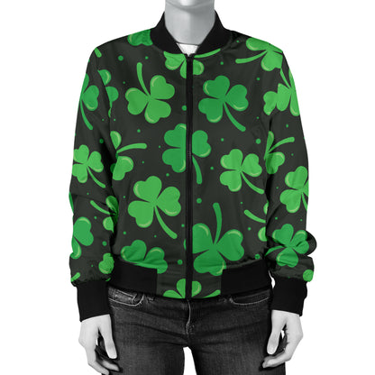 Clover Pattern Print Design 04 Women's Bomber Jacket