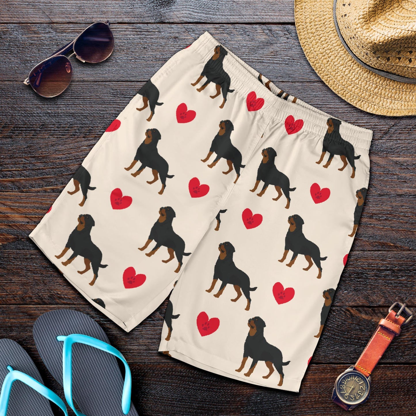 Rottweiler Pattern Print Design A02 Mens Shorts