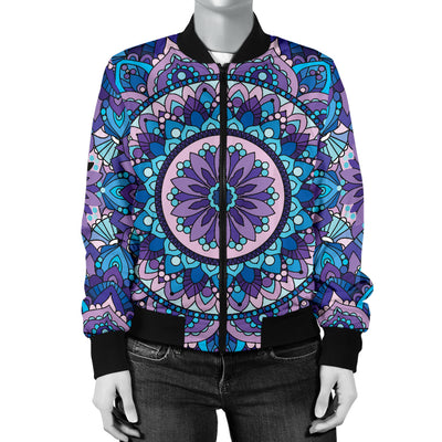 Mandala Pattern Print Design 04 Women's Bomber Jacket