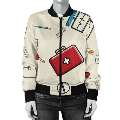 Nurse Pattern Print Design A04 Women's Bomber Jacket