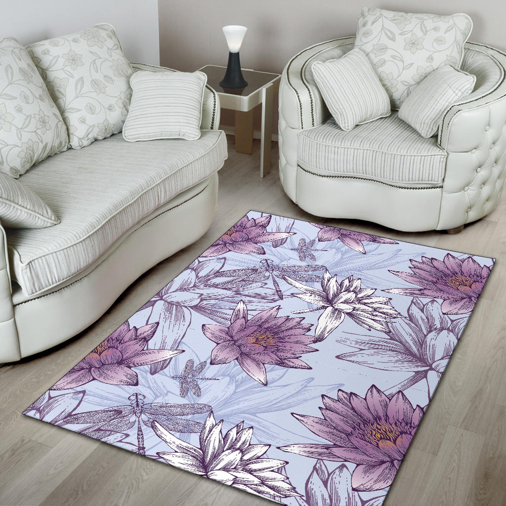 Water Lily Pattern Print Design WL01 Area Rugs
