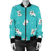 Bull Terriers Pattern Print Design 07 Women's Bomber Jacket