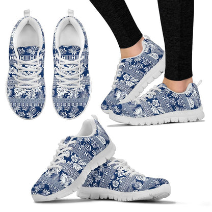 Hawaiian Themed Pattern Print Design H020 Sneakers White Bottom Shoes