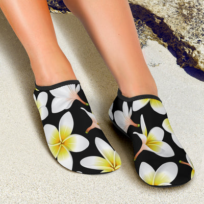 Yellow Plumeria Hawaiian Flowers Aqua Water Shoes