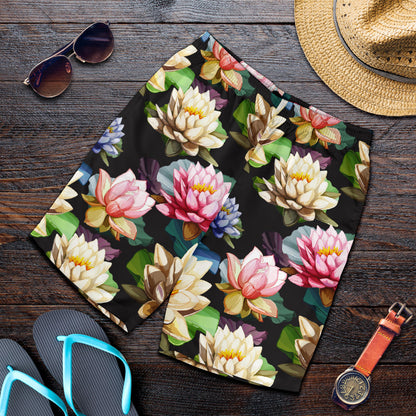 Water Lily Pattern Print Design WL02 Mens Shorts