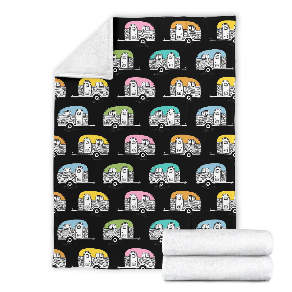 Camper Pattern Camping Themed No 2 Print Fleece Blanket