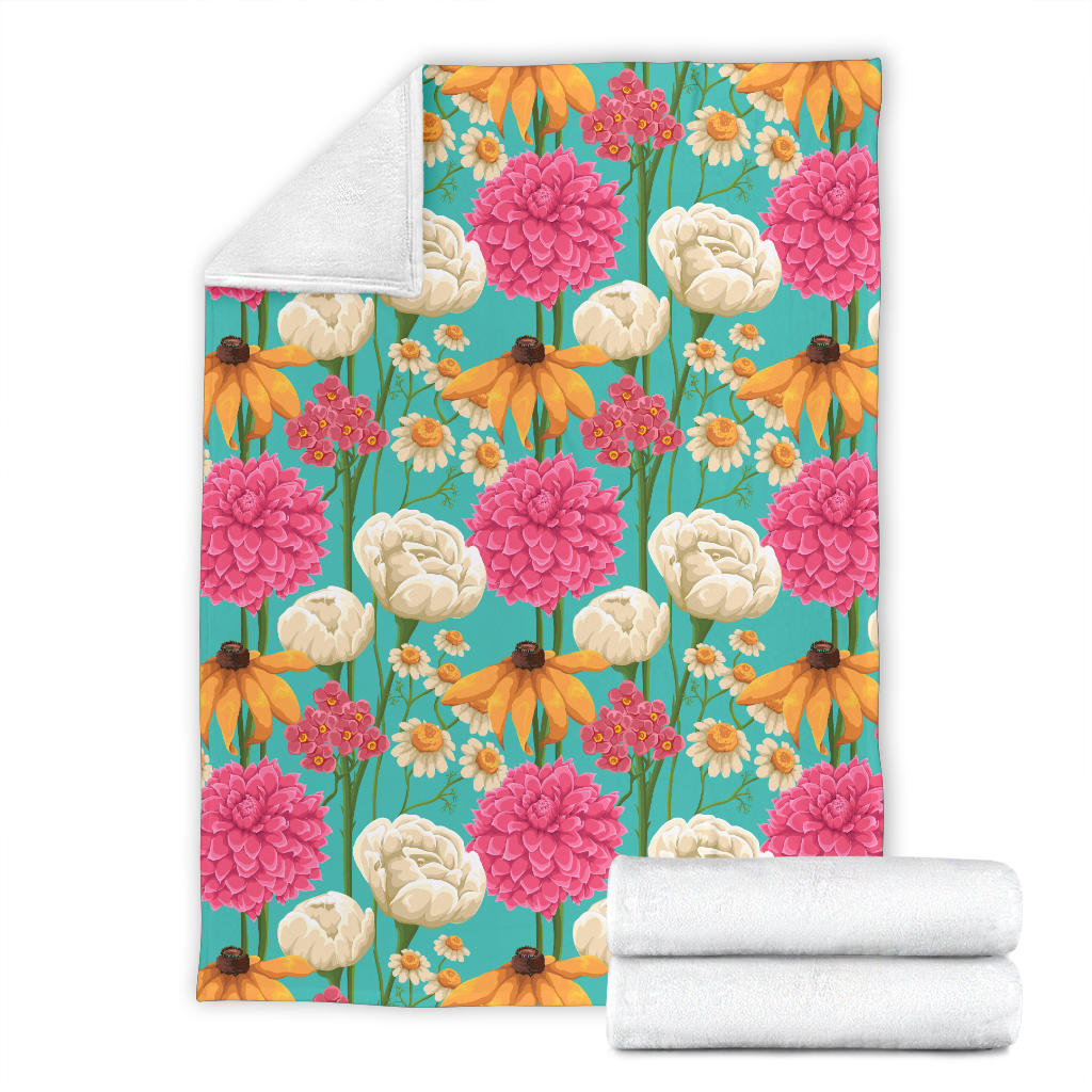 Summer Floral Pattern Print Design SF07 Fleece Blanket