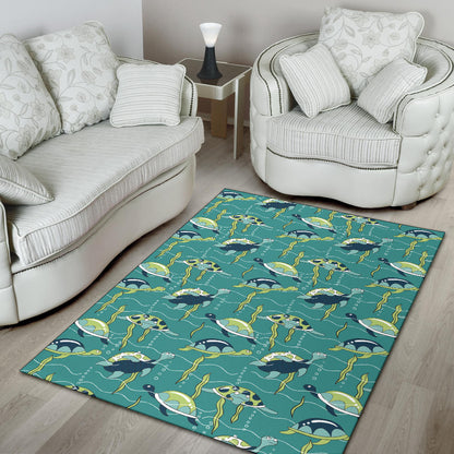 Sea Turtle Pattern Print Design T08 Area Rugs