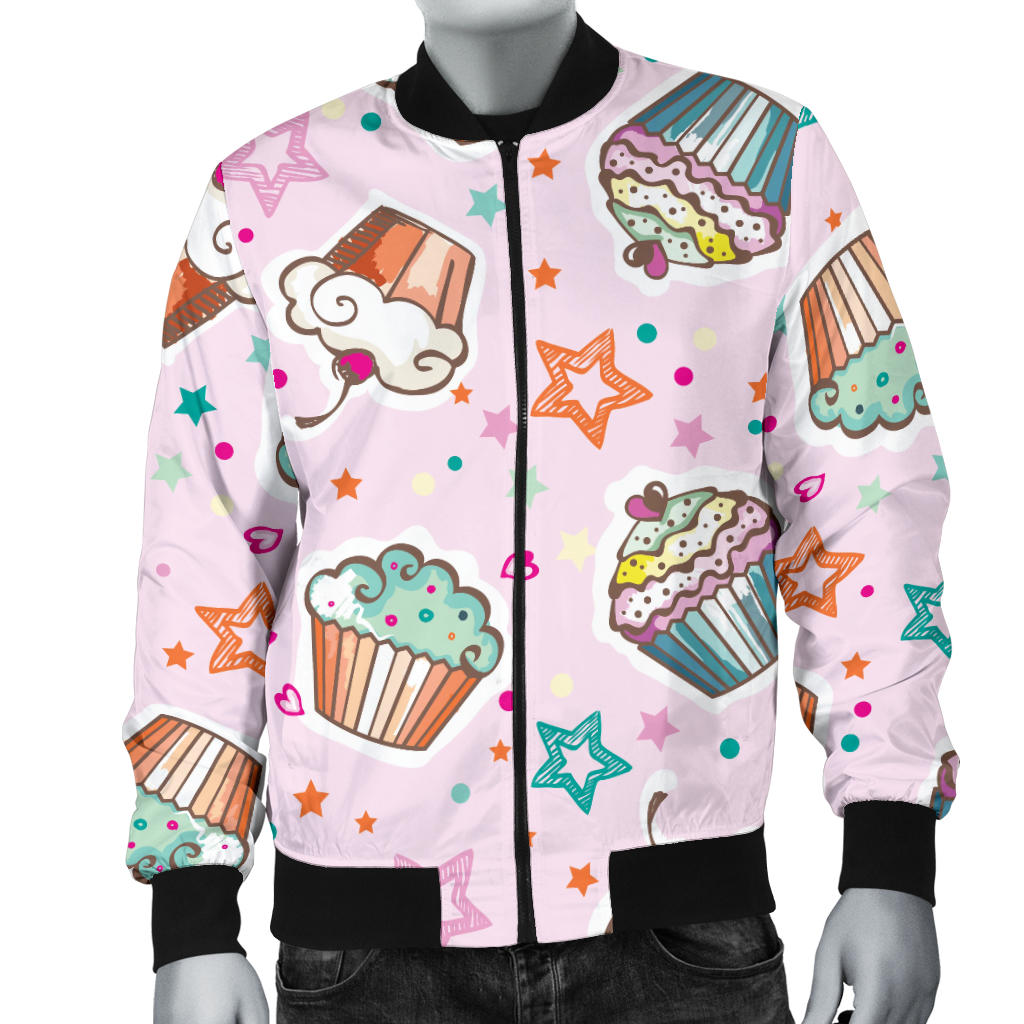 Cupcake Pattern Print Design CP03 Men Bomber Jacket