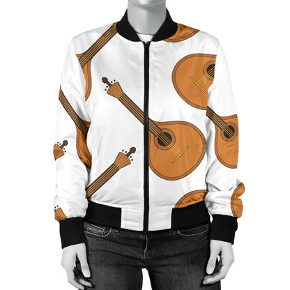 Mandolin Pattern Print Design 01 Women's Bomber Jacket