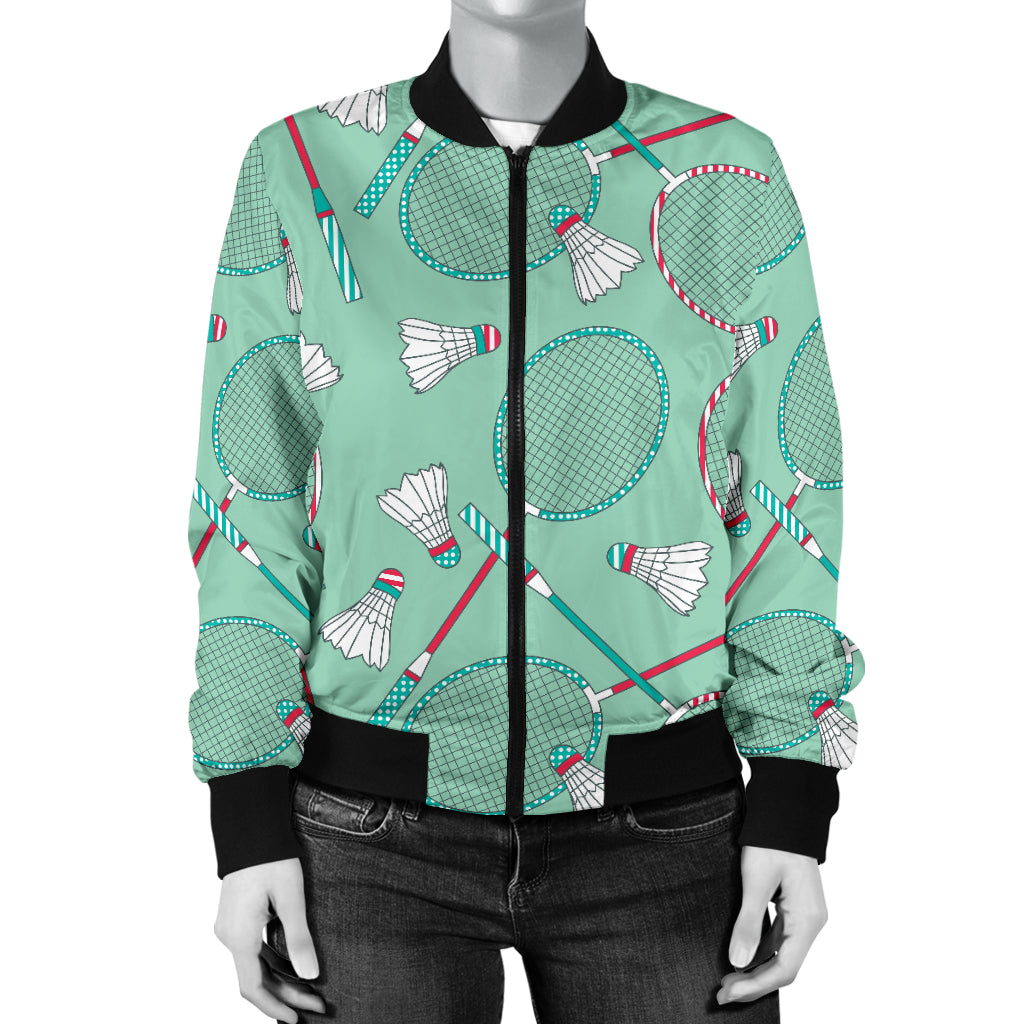 Badminton Pattern Print Design 05 Women's Bomber Jacket