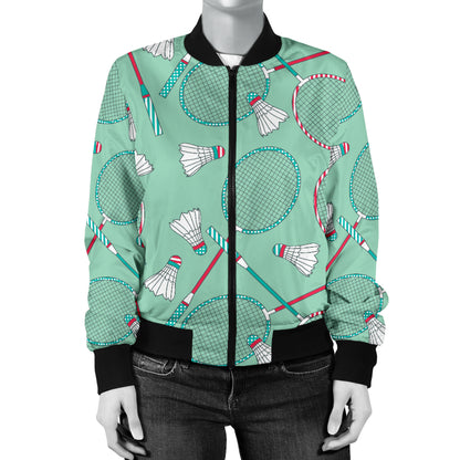 Badminton Pattern Print Design 05 Women's Bomber Jacket