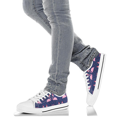Flamingo Christmas White Bottom Low Top Shoes