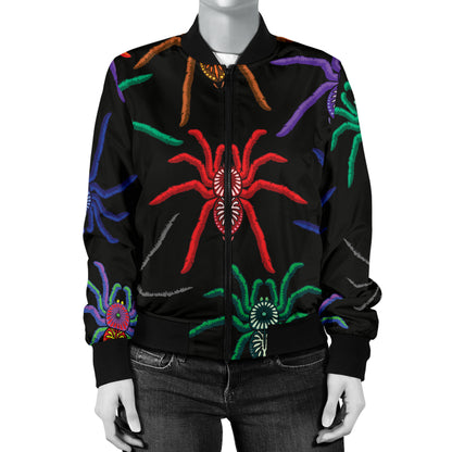 Tarantula Neon Color Pattern Print Design 03 Women's Bomber Jacket