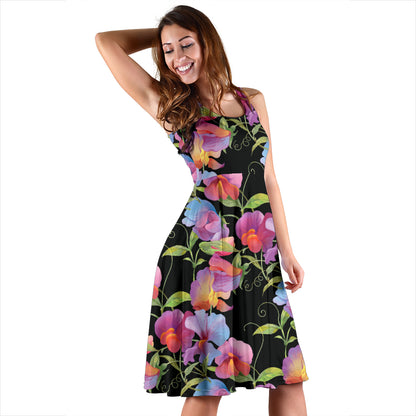 Peony Pattern Print Design PE012 Midi Dress