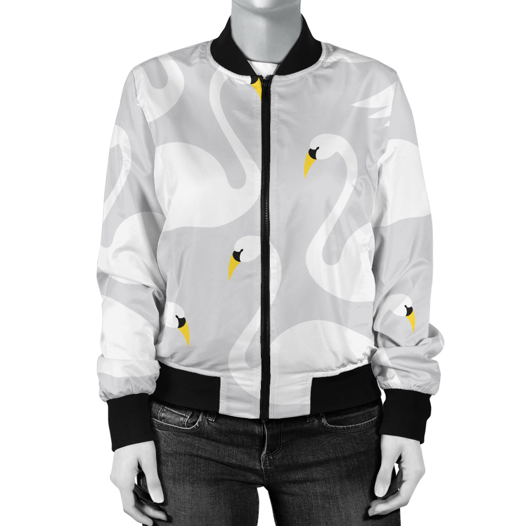 Swan Pattern Print Design 02 Women's Bomber Jacket