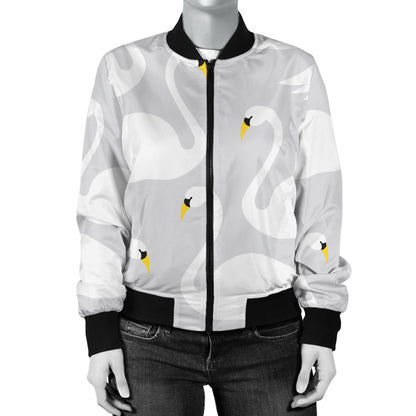 Swan Pattern Print Design 02 Women's Bomber Jacket