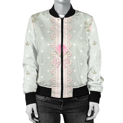 Rose Pattern Print Design RO016 Women Bomber Jacket