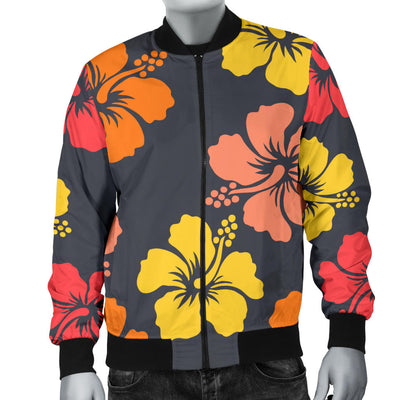 Hibiscus Pattern Print Design HB024 Men Bomber Jacket