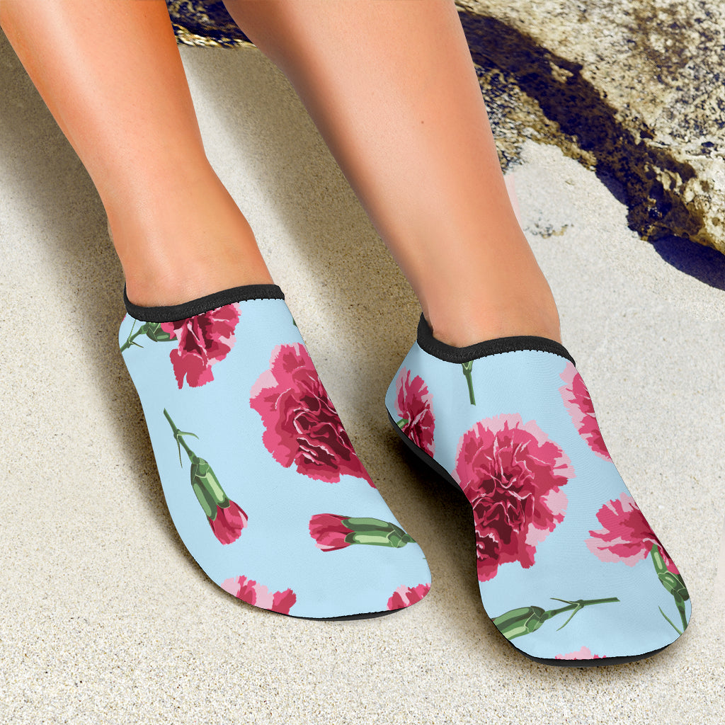 Carnations Pattern Print Design CN01 Aqua Water Shoes