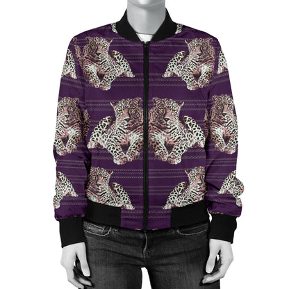 Leopard Pattern Print Design 01 Women's Bomber Jacket