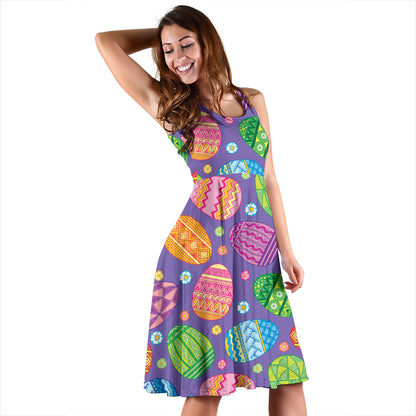 Easter Eggs Pattern Print Design RB010 Midi Dress