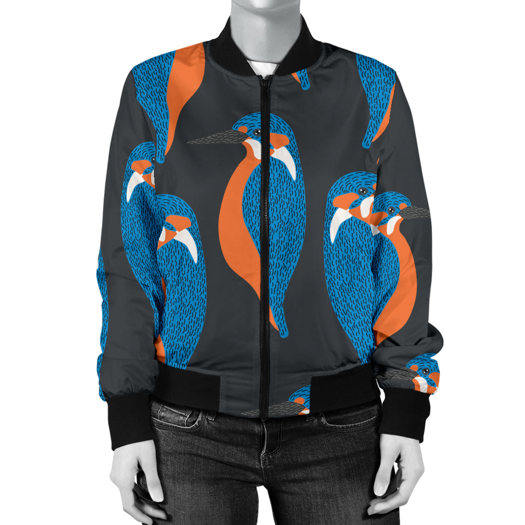 Kingfisher Pattern Print Design 03 Women's Bomber Jacket