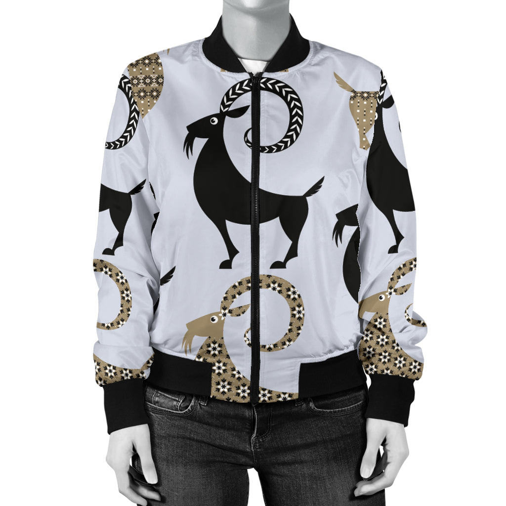Goat Pattern Print Design 03 Women's Bomber Jacket