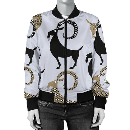 Goat Pattern Print Design 03 Women's Bomber Jacket