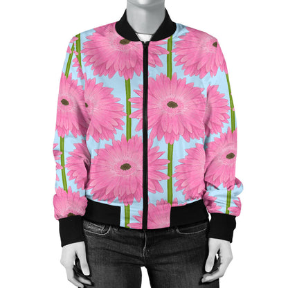 Gerberas Pattern Print Design GB01 Women Bomber Jacket