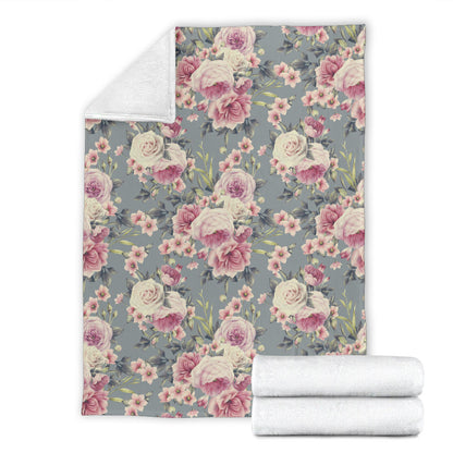 Peony Pattern Print Design PE05 Fleece Blanket